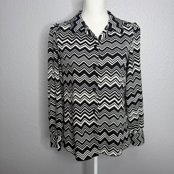 Missoni For Target Women's‎ Black & White Chevron Long Sleeve Blouse -cp - Picture 1 of 10